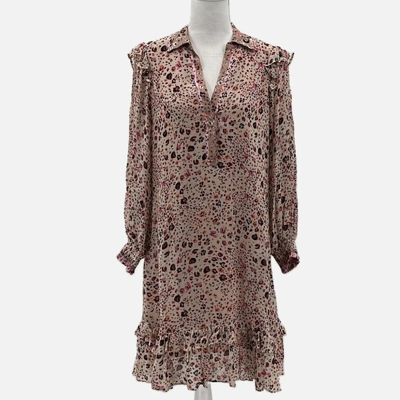 Hale Bob Joan Abstract Floral Print Tiered Ruffle Dress - Size Small - Picture 2 of 7